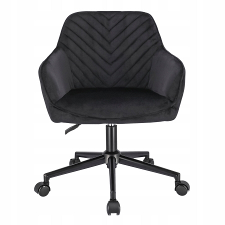 Fotel obrotowy, krzesło konferencyjne, welur, czarne na czarnej stopie