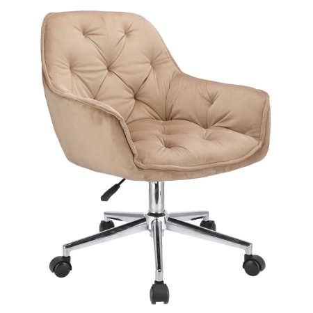 Fotel biurowy, welur, obrotowe krzesło, Largo, beżowy