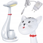 Lampka biurkowa dla dzieci, szkolna, led, kotek, 37 cm