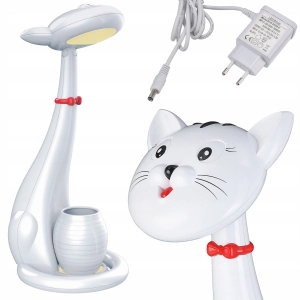 Lampka biurkowa dla dzieci, szkolna, led, kotek, 37 cm