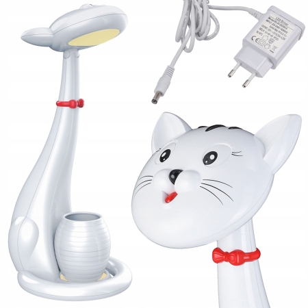 Lampka biurkowa dla dzieci, szkolna, led, kotek, 37 cm