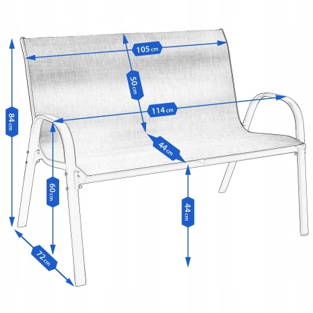 Zestaw mebli ogrodowych, BONDI, stolik, krzesła, sofa, szare