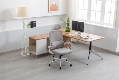 Fotel ergonomiczny, regulowany, MIDO, szary