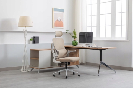 Fotel ergonomiczny, regulowany, MIDO, beżowy