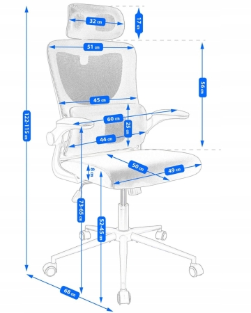 Fotel ergonomiczny, regulowany, MIDO, czarny