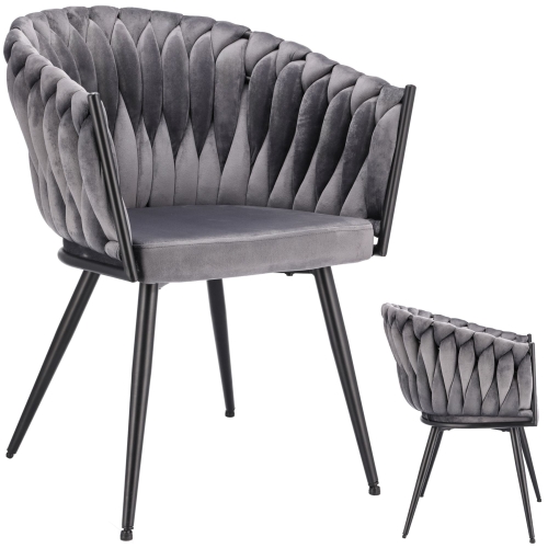 Przejdź do produktu Krzesło welurowe, VASCO, jadalnia, szare, nogi czarne