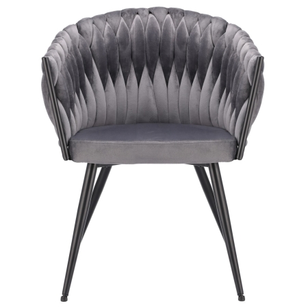Krzesło welurowe, VASCO, jadalnia, szare, nogi czarne