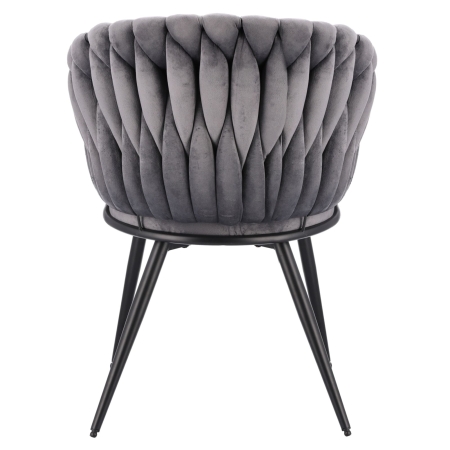 Krzesło welurowe, VASCO, jadalnia, szare, nogi czarne