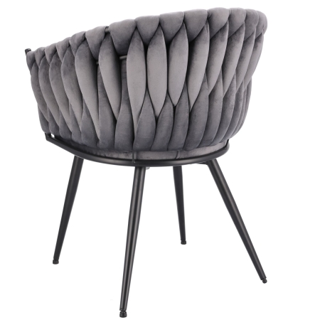 Krzesło welurowe, VASCO, jadalnia, szare, nogi czarne