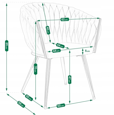 Krzesło welurowe, VASCO, jadalnia, szare, nogi czarne