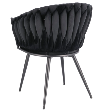 Krzesło welurowe, VASCO, jadalnia, czarne, nogi czarne