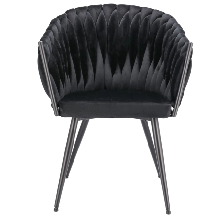 Krzesło welurowe, VASCO, jadalnia, czarne, nogi czarne