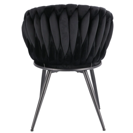 Krzesło welurowe, VASCO, jadalnia, czarne, nogi czarne