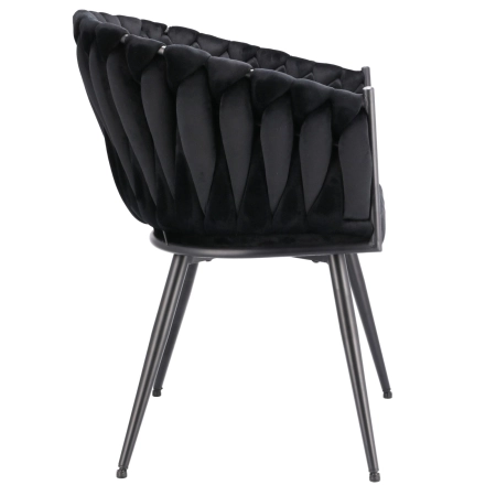 Krzesło welurowe, VASCO, jadalnia, czarne, nogi czarne