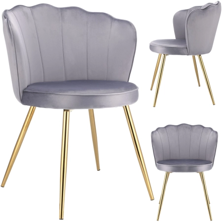 Krzesło tapicerowane, do jadalni, ASTRI, złote nogi, szare