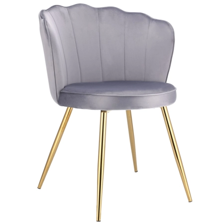 Krzesło tapicerowane, do jadalni, ASTRI, złote nogi, szare