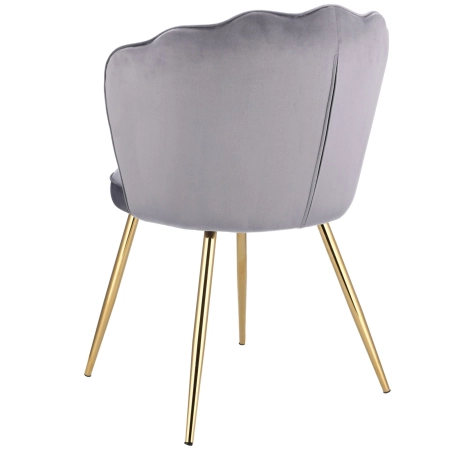 Krzesło tapicerowane, do jadalni, ASTRI, złote nogi, szare