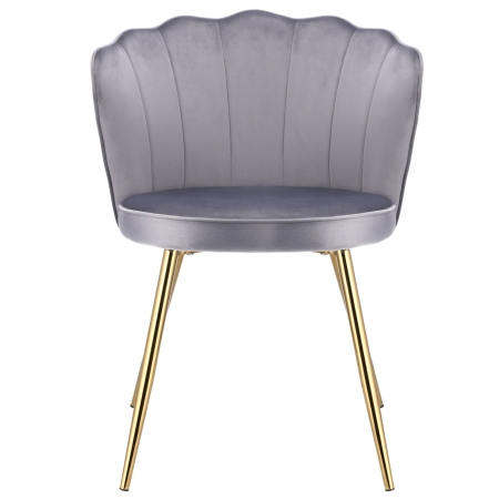 Krzesło tapicerowane, do jadalni, ASTRI, złote nogi, szare