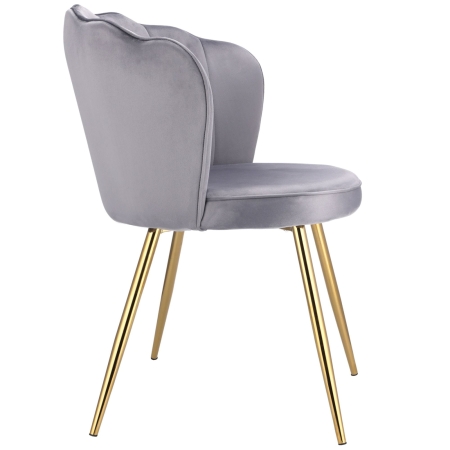 Krzesło tapicerowane, do jadalni, ASTRI, złote nogi, szare