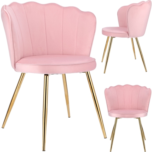 Przejdź do produktu Krzesło tapicerowane, do jadalni, ASTRI, złote nogi, różowe