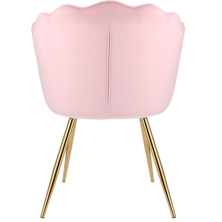 Krzesło tapicerowane, do jadalni, ASTRI, złote nogi, różowe