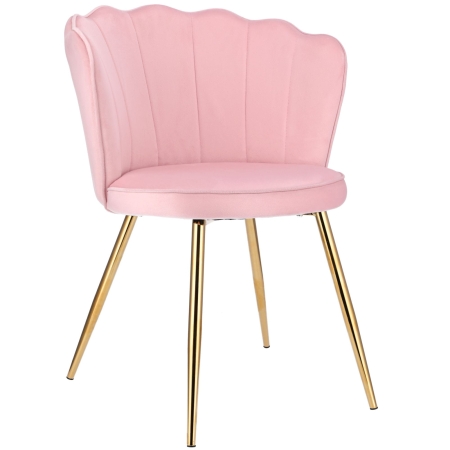 Krzesło tapicerowane, do jadalni, ASTRI, złote nogi, różowe