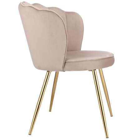 Krzesło tapicerowane, do jadalni, ASTRI, złote nogi, beżowe