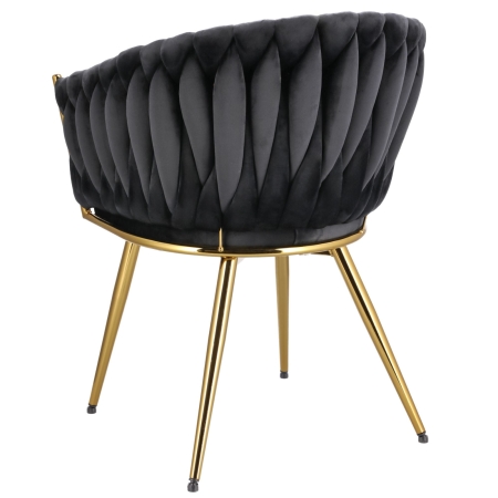 Krzesło welurowe, VASCO, jadalnia, czarne, nogi złote
