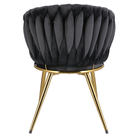 Krzesło welurowe, VASCO, jadalnia, czarne, nogi złote