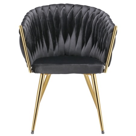 Krzesło welurowe, VASCO, jadalnia, czarne, nogi złote