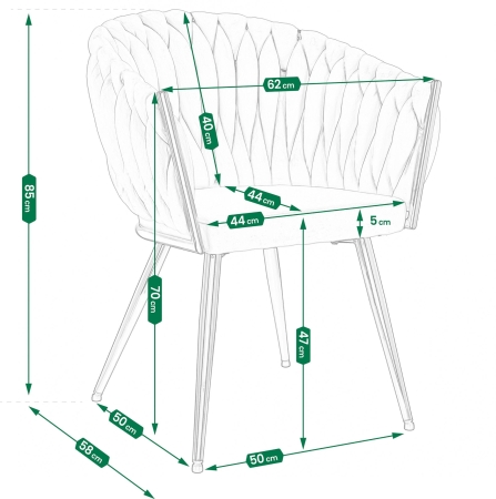 Krzesło welurowe, VASCO, jadalnia, beżowe, nogi czarne