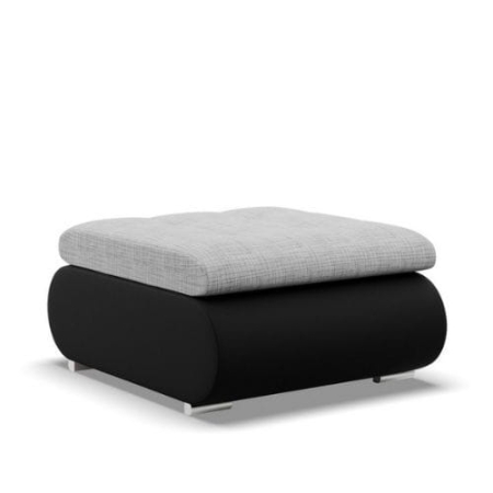 Pufa otwierana, schowek, Bosco, plecionka, ekoskóra, 70x88x42 cm, jasny szary, czarny