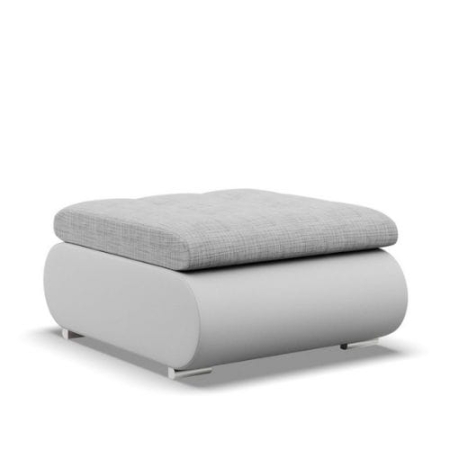 Pufa otwierana, schowek, Bosco, plecionka, ekoskóra, 70x88x42 cm, jasny szary, biały