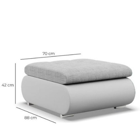 Pufa otwierana, schowek, Bosco, plecionka, ekoskóra, 70x88x42 cm, jasny szary, biały