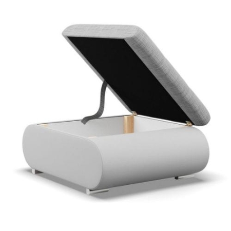 Pufa otwierana, schowek, Bosco, plecionka, ekoskóra, 70x88x42 cm, jasny szary, biały