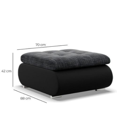 Pufa otwierana, schowek, Bosco, plecionka, ekoskóra, 70x88x42 cm, ciemny szary, czarny