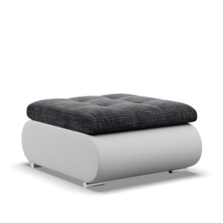 Pufa otwierana, schowek, Bosco, plecionka, ekoskóra, 70x88x42 cm, ciemny szary, biały