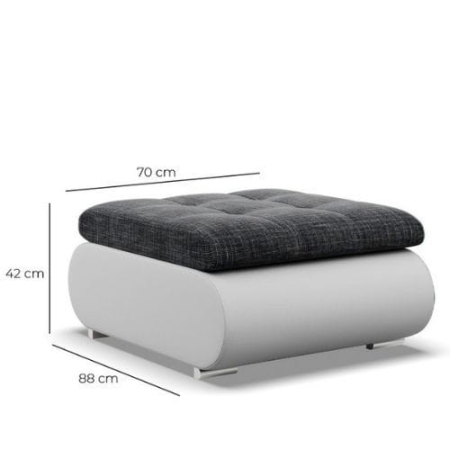 Pufa otwierana, schowek, Bosco, plecionka, ekoskóra, 70x88x42 cm, ciemny szary, biały