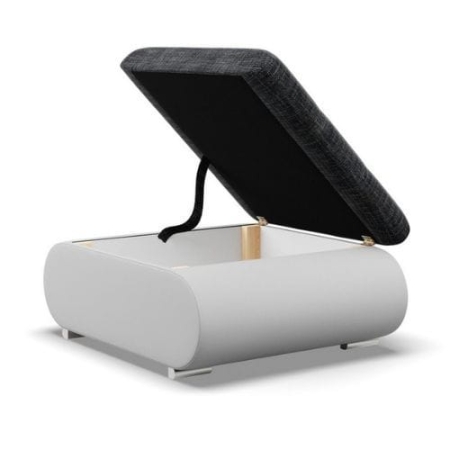 Pufa otwierana, schowek, Bosco, plecionka, ekoskóra, 70x88x42 cm, ciemny szary, biały