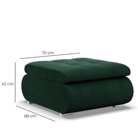 Pufa otwierana, schowek, Bosco, sztruks, 70x88x42 cm, butelkowa zieleń