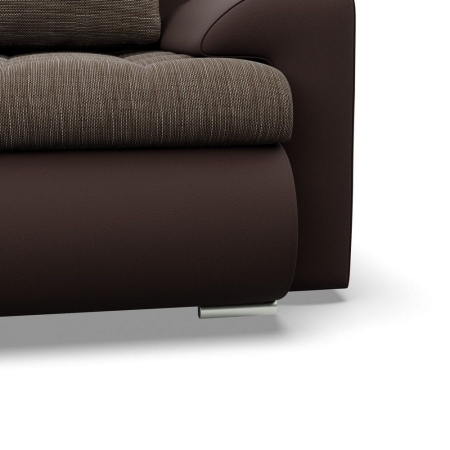 Kanapa rozkładana, Bosco, plecionka, ekoskóra, 222x96x92 cm, brąz