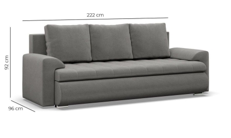 Kanapa rozkładana, Bosco, plecionka, ekoskóra, 222x96x92 cm, jasny szary, biały