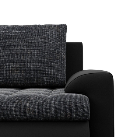 Kanapa rozkładana, Bosco, plecionka, ekoskóra, 222x96x92 cm, ciemny szary, czarny