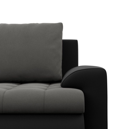 Kanapa rozkładana, Bosco, velvet, ekoskóra, 222x96x92 cm, ciemny szary, czarny