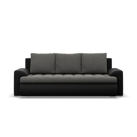 Kanapa rozkładana, Bosco, velvet, ekoskóra, 222x96x92 cm, ciemny szary, czarny