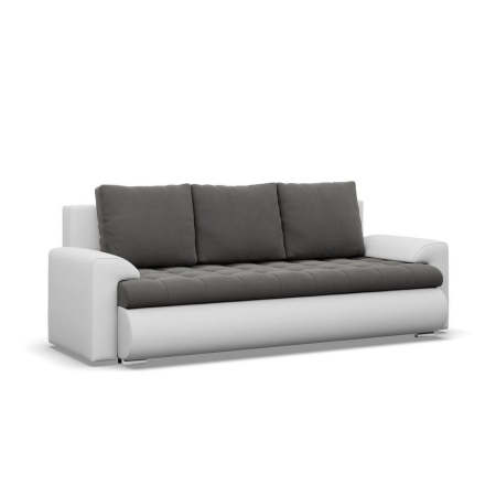 Kanapa rozkładana, Bosco, velvet, ekoskóra, 222x96x92 cm, ciemny szary, biały