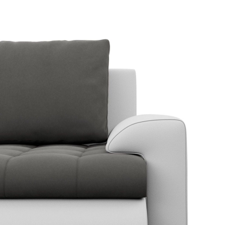 Kanapa rozkładana, Bosco, velvet, ekoskóra, 222x96x92 cm, ciemny szary, biały