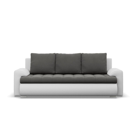 Kanapa rozkładana, Bosco, velvet, ekoskóra, 222x96x92 cm, ciemny szary, biały