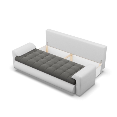 Kanapa rozkładana, Bosco, velvet, ekoskóra, 222x96x92 cm, ciemny szary, biały