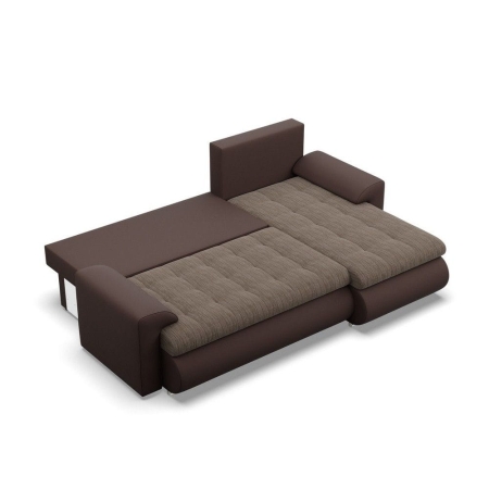 Narożnik rozkładany, prawy, Bosco, plecionka, ekoskóra, 230x159x89 cm, brązowy